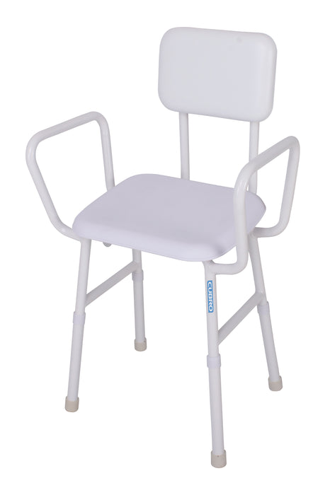 Viking® shower stool with arms and padded backrest